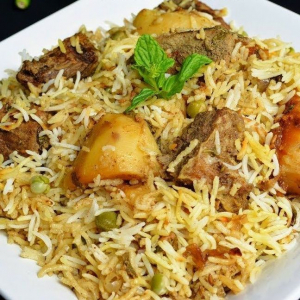 Kerala-style chicken biryani at Kerala Restaurant in Edmonton